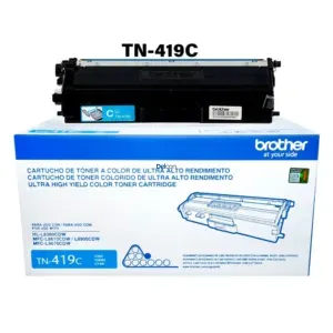 Cartucho De Tóner Brother TN419C Cyan, Para Impresoras Brother HL-L8360CDW / MFC-L8610CDW / MFC-L8900CDW / MFC-L9570CDW, Rendimiento 9.000 Páginas.