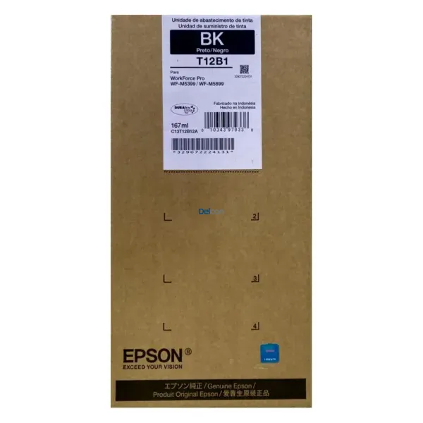 Bolsa De Tinta Epson T12B120-AL [T12B1] Black, Para Impresoras Epson WorkForce Pro WF-M5399 / WF-M5899, Rendimiento 10.000 Páginas.