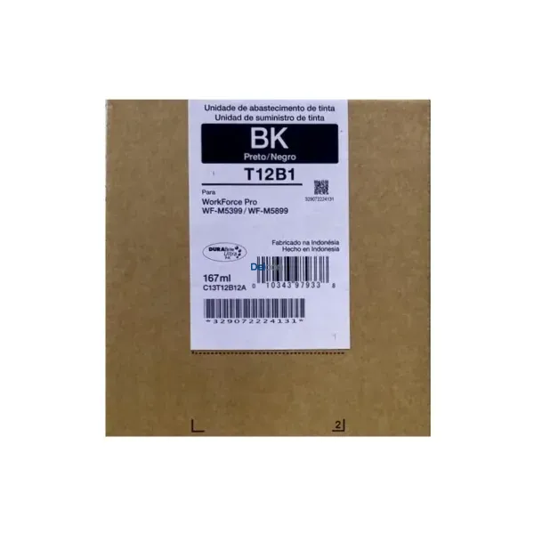 Bolsa De Tinta Epson T12B120-AL [T12B1] Black, Para Impresoras Epson WorkForce Pro WF-M5399 / WF-M5899, Rendimiento 10.000 Páginas.