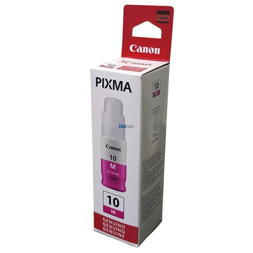 Botella De Tinta Canon GI-10 Magenta, Para Impresoras Canon Pixma G6010 / G6011 / G7010 / GM2010 / GM2011, Rendimiento 7.700 Páginas.