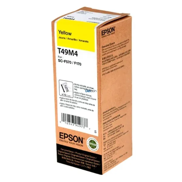 Tinta Epson T49M420 (T49M4) Color Amarillo, Compatile Con Impresora e Plotter Epson SureColor SC-F170 / SC-F570 / SC-F571, Rendimiento 6.000 Páginas.
