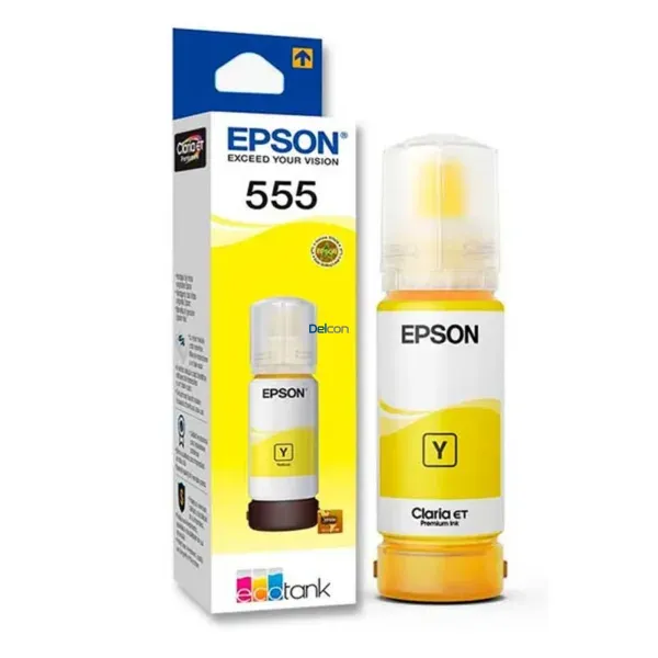 Botella De Tinta Epson T555420-AL [555] Color Amarillo, Para Impresoras Fotográficas Epson EcoTank L8160 / L8180, Rendimiento 6.200 Páginas.