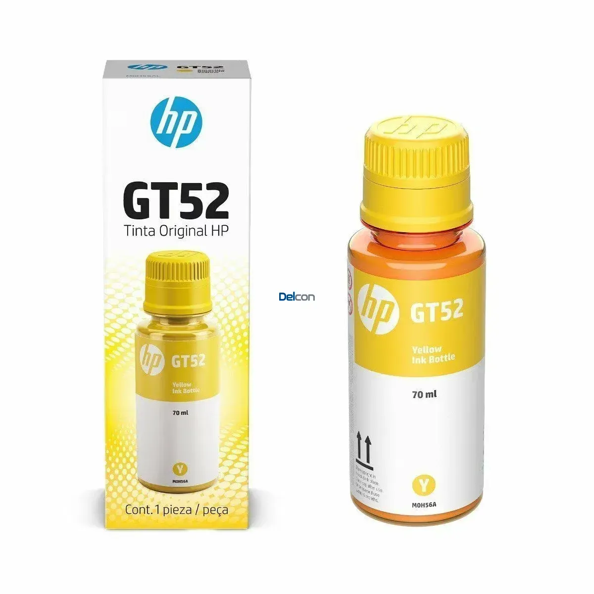 Botella de Tinta Hp M0H56AL (GT52) Color Amarillo, Para Impresoras Hp DeskJet GT 5800, GT 5820 / Hp Ink Tank 100, 300, 400 / HP Smart Tank 500, 600, 700 Series.