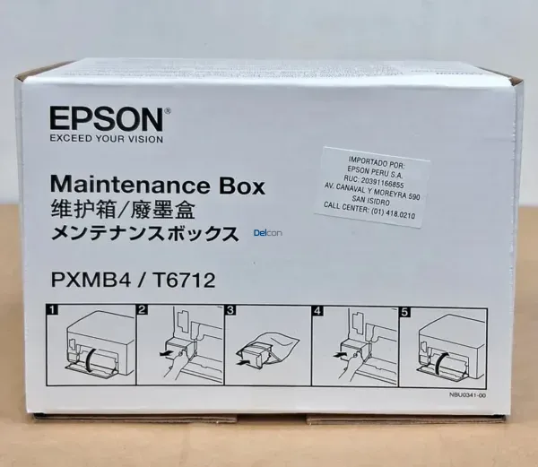 Caja De Mantenimiento Epson T671200/PXMB4 [T6712] Para Impresoras Epson WorkForce Pro WF-6090 / WF-6590 / WF-8090 / WF-8590 Maintenance Box.