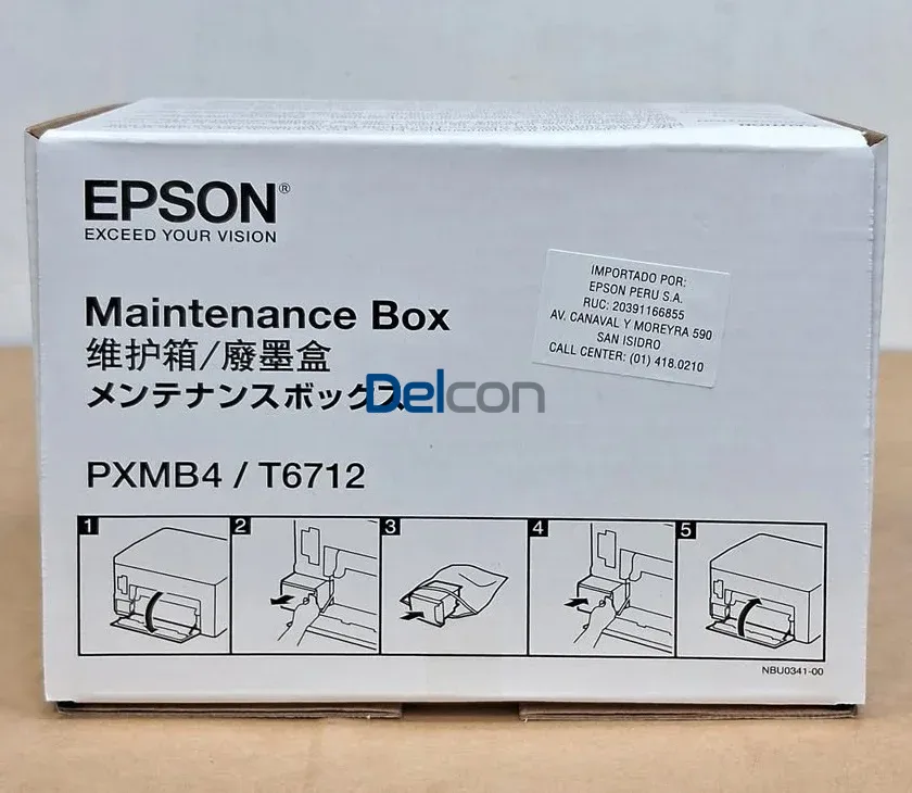 Caja De Mantenimiento Epson T671200/PXMB4 [T6712] Para Impresoras Epson WorkForce Pro WF-6090 / WF-6590 / WF-8090 / WF-8590 Maintenance Box.