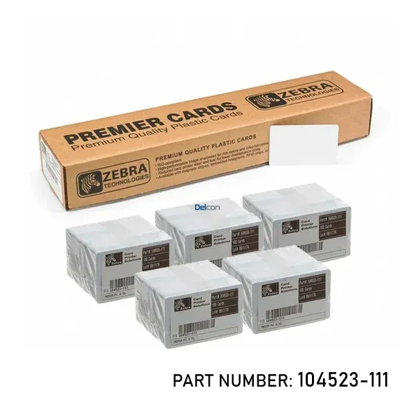 Tarjetas PVC Zebra 104523-111 / PREMIER PVC 30 MIL Para Impresión De Credenciales Carnet o Fotocheck (Caja X 500 Unidades)