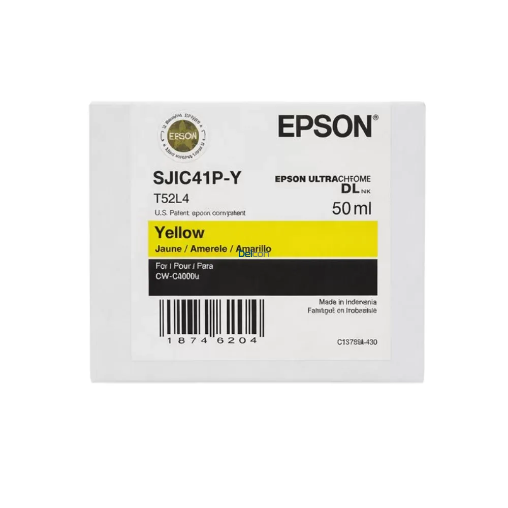 Cartucho De Tinta Epson C13T52L420 〈SJIC41P-Y〉 Color Amarillo, Para Impresoras De Etiquetas ColorWorks CW-C4000 / CW-C4000u, Contenido 50 ml.