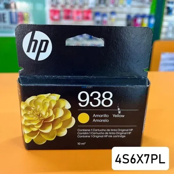Cartucho De Tinta Hp 4S6X7PL (938) Amarillo, Para Impresoras Hp OfficeJet Pro 9110 / 9120 / 9130 / 9720 / 9730, Rendimiento 800 Páginas.