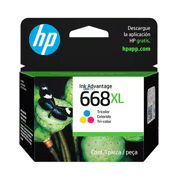 Tinta Hp 7FP38VL (668XL) Tricolor, Para Impresoras Hp DeskJet Ink Advantage 2900 / 2975 / 4300 / 4375 / 6500 / 6575 / 6578, Rendimiento 200 Páginas.