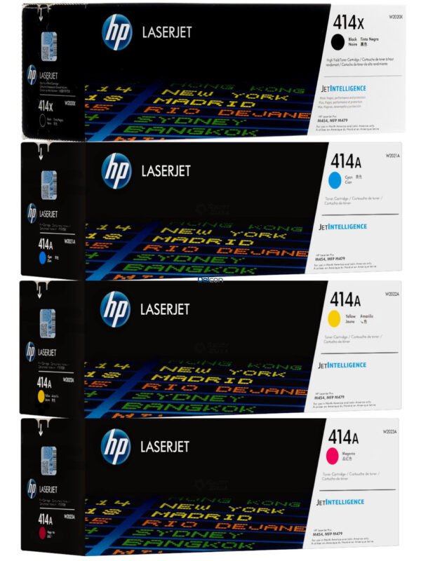 Cartuchos De Tóner Hp 414X LaserJet Pro M454dw / M455dn / MFP M479fdw / M480f Color Negro Cyan Magenta Amarillo / Alta Capacidad