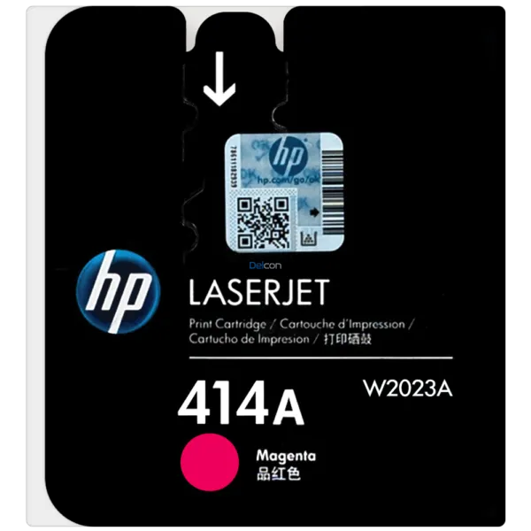 Cartucho De Tóner Hp W2023A 414A Magenta, Para Impresoras Hp LaserJet Pro M454dw / M455dn / MFP M479fdw / M480f, Rendimiento 2,100 Páginas.