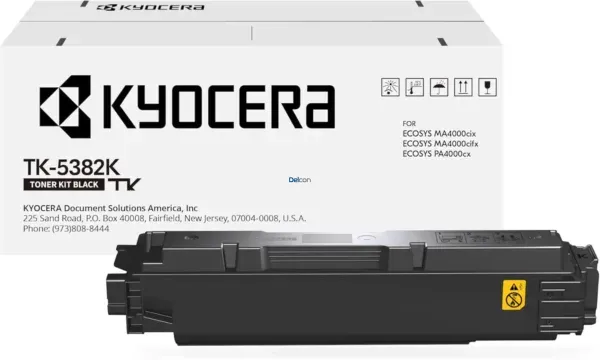 Cartucho De Tóner Kyocera TK-5382K Color Negro, Para Impresoras Kyocera Ecosys MA4000cifx / MA4000cix / PA4000cx, Rendimiento 13.000 Páginas.