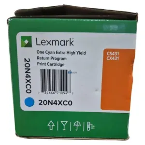 Cartucho De Tóner Lexmark 20N4XC0 Cyan, Para Impresoras Lexmark CS431dw / CX431adw. Rendimiento 6.700 Páginas.