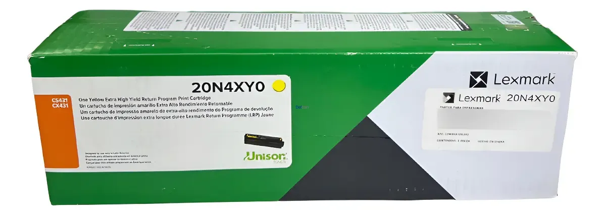 Cartucho De Tóner Lexmark 20N4XY0 Amarillo, Para Impresoras Lexmark CS431dw / CX431adw. Rendimiento 6.700 Páginas.