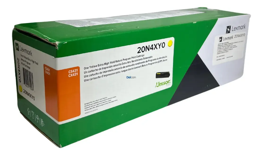 Cartucho De Tóner Lexmark 20N4XY0 Amarillo, Para Impresoras Lexmark CS431dw / CX431adw. Rendimiento 6.700 Páginas.