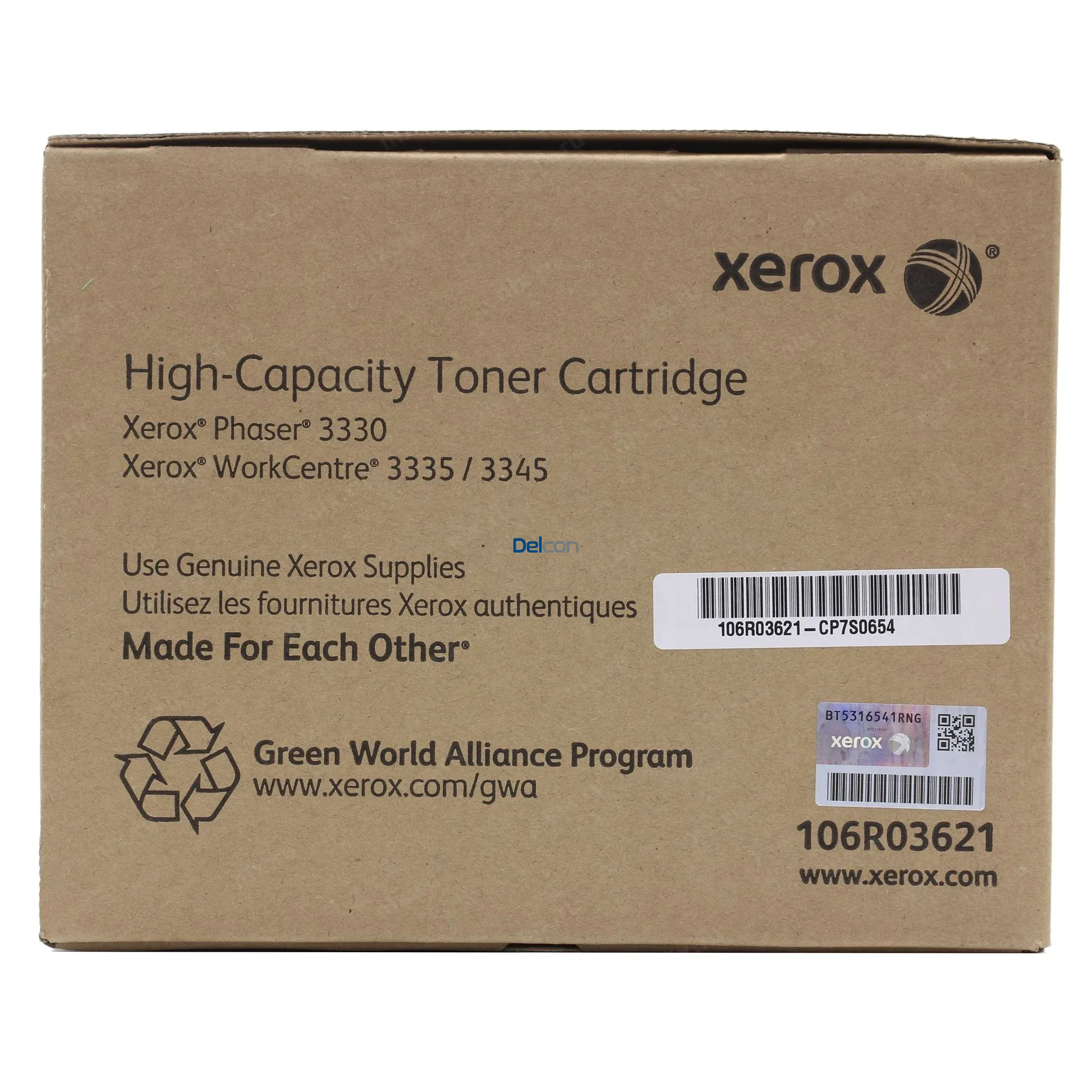 Cartucho De Tóner Xerox 106R03621 Black, Para Impresoras Xerox Phaser 3330 / WorkCentre 3335 / 3345, Rendimiento 8.500 Páginas.