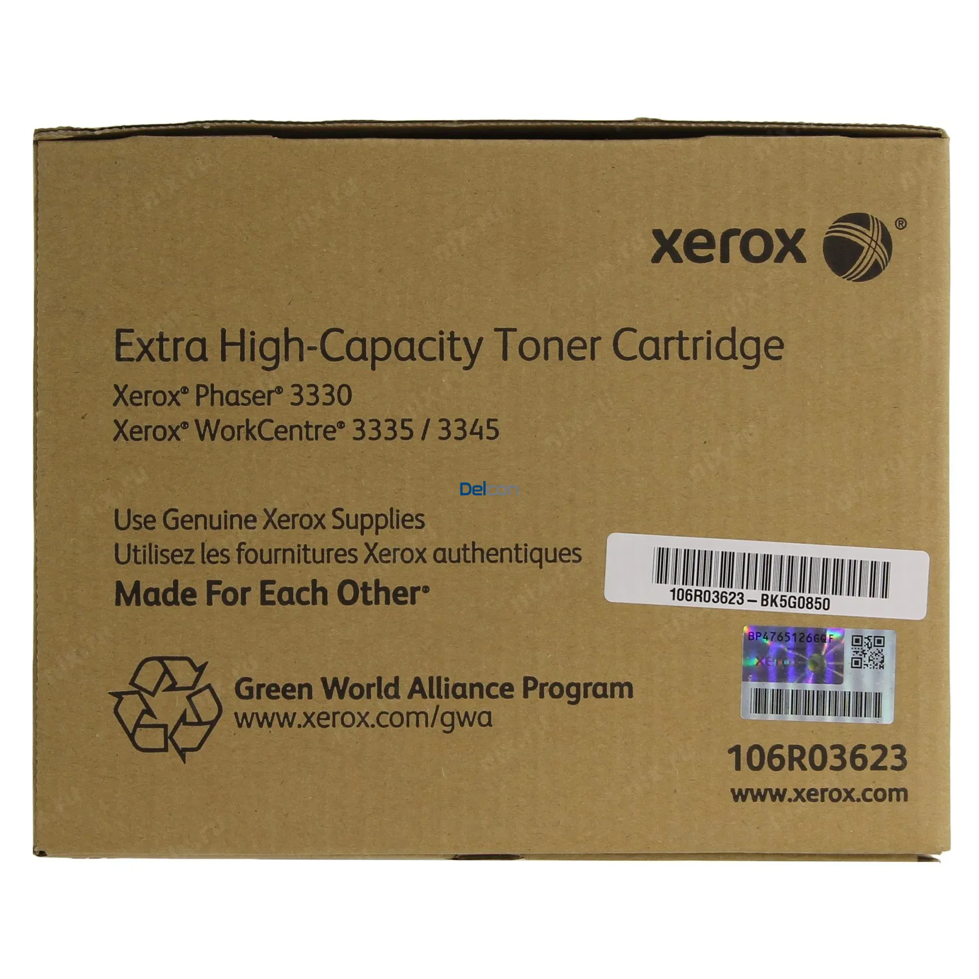 Cartucho De Tóner Xerox 106R03623 Black, Para Impresoras Xerox Phaser 3330 / WorkCentre 3335 / 3345, Rendimiento 15.000 Páginas.