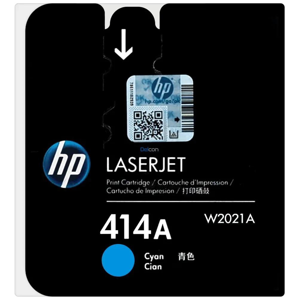 Cartucho De Tóner Hp W2021A 414A Cyan, Para Impresoras Hp LaserJet Pro M454dw / M455dn / MFP M479fdw / M480f, Rendimiento 2,100 Páginas.