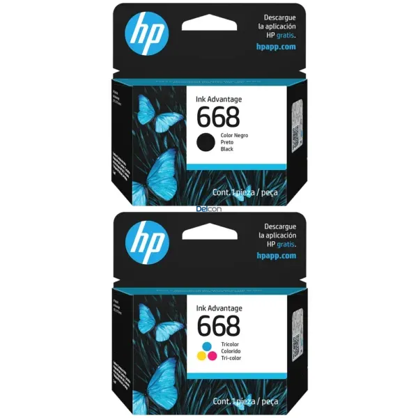 Cartuchos De Tintas Hp 668 (7FP36VL/7FP37VL) DeskJet Ink Advantage 2900 / 2975 / 4300 / 4375 / 6500 / 6575 / 6578 Negro y Tricolor.