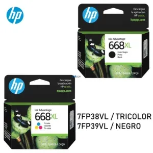 Cartucho De Tintas Hp 668XL (7FP38VL/7FP39VL) DeskJet Ink Advantage 2900 / 2975 / 4300 / 4375 / 6500 / 6575 / 6578 Negro y Tricolor.