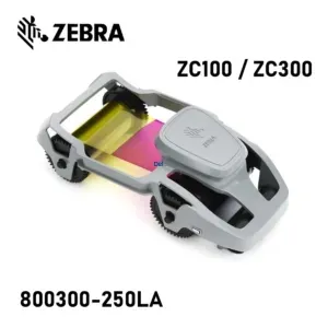 Cinta Ribbon Zebra 800300-250LA (RBN, YMCKO, 200IMG, LA) Para Impresora De Tarjetas / Fotochecks Zebra ZC100 / ZC300, Rendimiento Hasta 200 Imágenes.