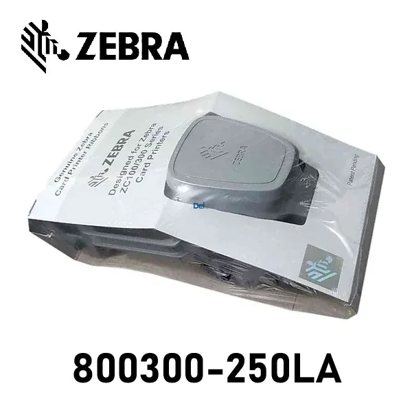 Cinta Ribbon Zebra 800300-250LA (RBN, YMCKO, 200IMG, LA) Para Impresora De Tarjetas / Fotochecks Zebra ZC100 / ZC300, Rendimiento Hasta 200 Imágenes.
