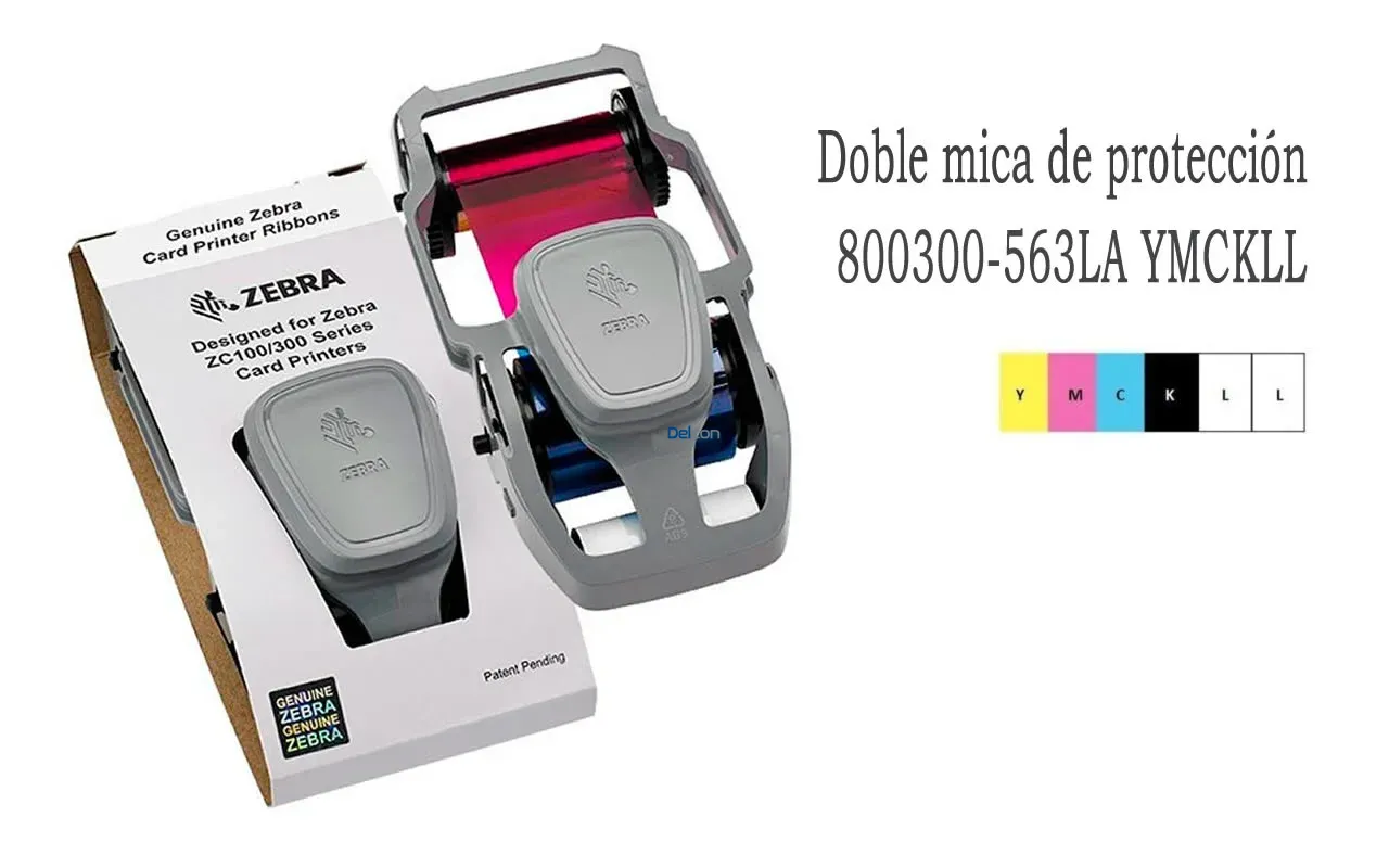 Cinta Zebra 800300-563LA RBN, YMCKLL, 200IMG, LA | Ribbon Para Impresora De Fotochecks Zebra ZC100 / ZC300 Hasta 200 Imágenes.