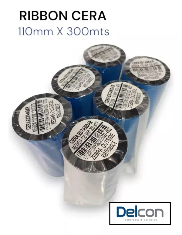 cintas ribbon cera 110 mm x 300 mts out n1 m cinta tt cera-02 para impresoras de etiquetas zebra Cinta Ribbon Cera 110mm x 300mts (OUT) N1" - (M) (CINTA TT CERA-02) Para Impresoras De Etiquetas Zebra, Godex, Argox, Bixolon, Tsc y Otros.