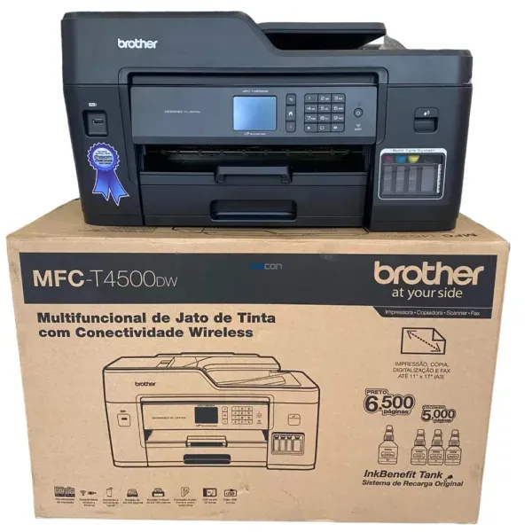Impresora Brother MFC-T4500DW A3 Multifuncional, Funciones Impresión / Copia / Escaneado, ADF Dúplex, Con Pantalla LCD Táctil a Color De 2,7".