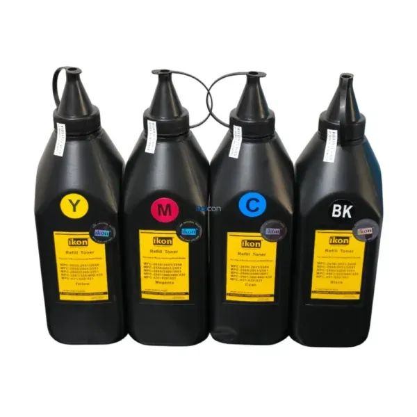 Botellas De Recarga Polvo Toner Ricoh a Color (MP C), Pack Color Negro Cyan Magenta Amarillo, Para Impresoras e Fotocopiadoras Ricoh MP C a Color.