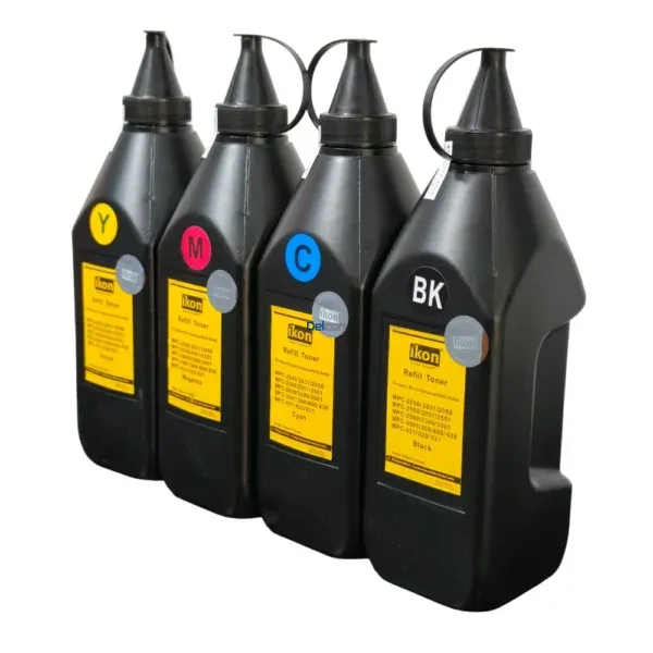 Botellas De Recarga Polvo Toner Ricoh a Color (MP C), Pack Color Negro Cyan Magenta Amarillo, Para Impresoras e Fotocopiadoras Ricoh MP C a Color.