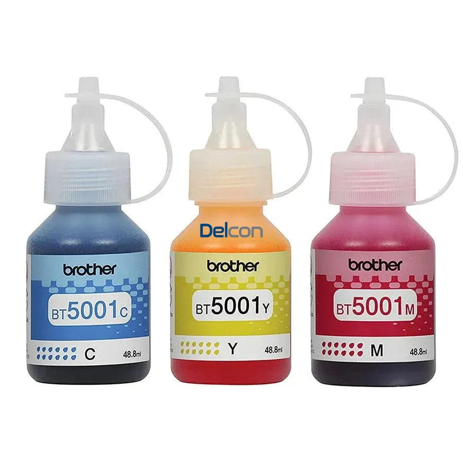 Pack Tintas Brother BT5001 3PK | BT5001C | BT5001M | BT5001Y | Color Cyan Magenta Amarillo. Para Impresoras Brother DCP-T420W-V / DCP-T426W / MFC-T4500DW.