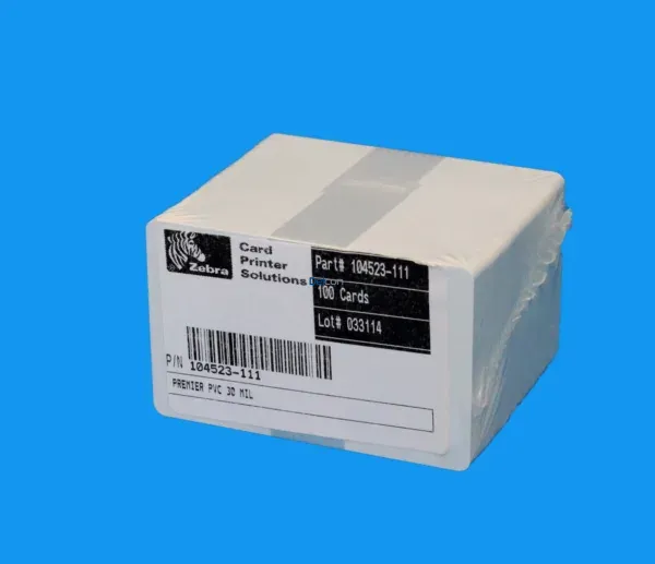 Pack Tarjetas PVC Zebra 104523-111 / PREMIER PVC 30 MIL / Para Impresión De Credenciales Carnet o Fotocheck (Paquete X 100 Unidades)