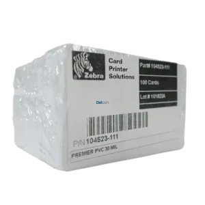 Pack Tarjetas PVC Zebra 104523-111 / PREMIER PVC 30 MIL / Para Impresión De Credenciales Carnet o Fotocheck (Paquete X 100 Unidades)