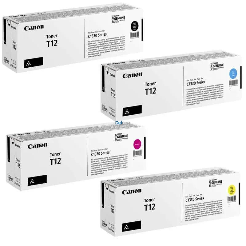 Cartuchos De Toner Canon T12 i-SENSYS X C1300 / C1333P / C1333 / C1333i / C1333iF Color Negro Cyan Magenta Amarillo