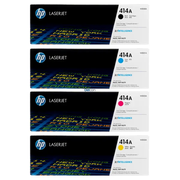 Cartuchos De Tóner Hp 414A LaserJet Pro M454dw / M455dn / MFP M479fdw / M480f Color Negro Cyan Magenta Amarillo / Capacidad Estándar