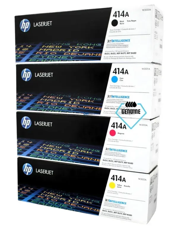 Cartuchos De Tóner Hp 414A LaserJet Pro M454dw / M455dn / MFP M479fdw / M480f Color Negro Cyan Magenta Amarillo / Capacidad Estándar