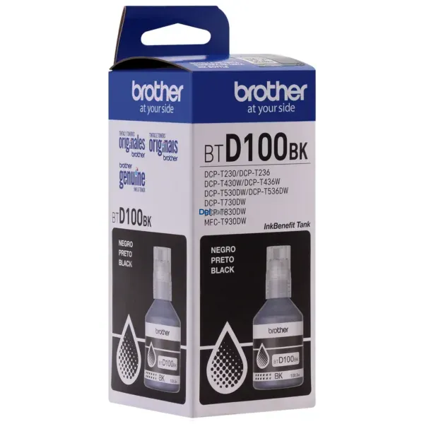 Botella De Tinta Brother BTD100BK DCP-T230 / DCP-T430W / DCP-T530DW / DCP-T730DW / DCP-T830DW / MFC-T930DW (108.0ml) Color Negro.