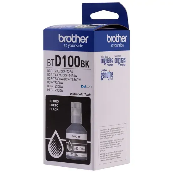 Botella De Tinta Brother BTD100BK DCP-T230 / DCP-T430W / DCP-T530DW / DCP-T730DW / DCP-T830DW / MFC-T930DW (108.0ml) Color Negro.
