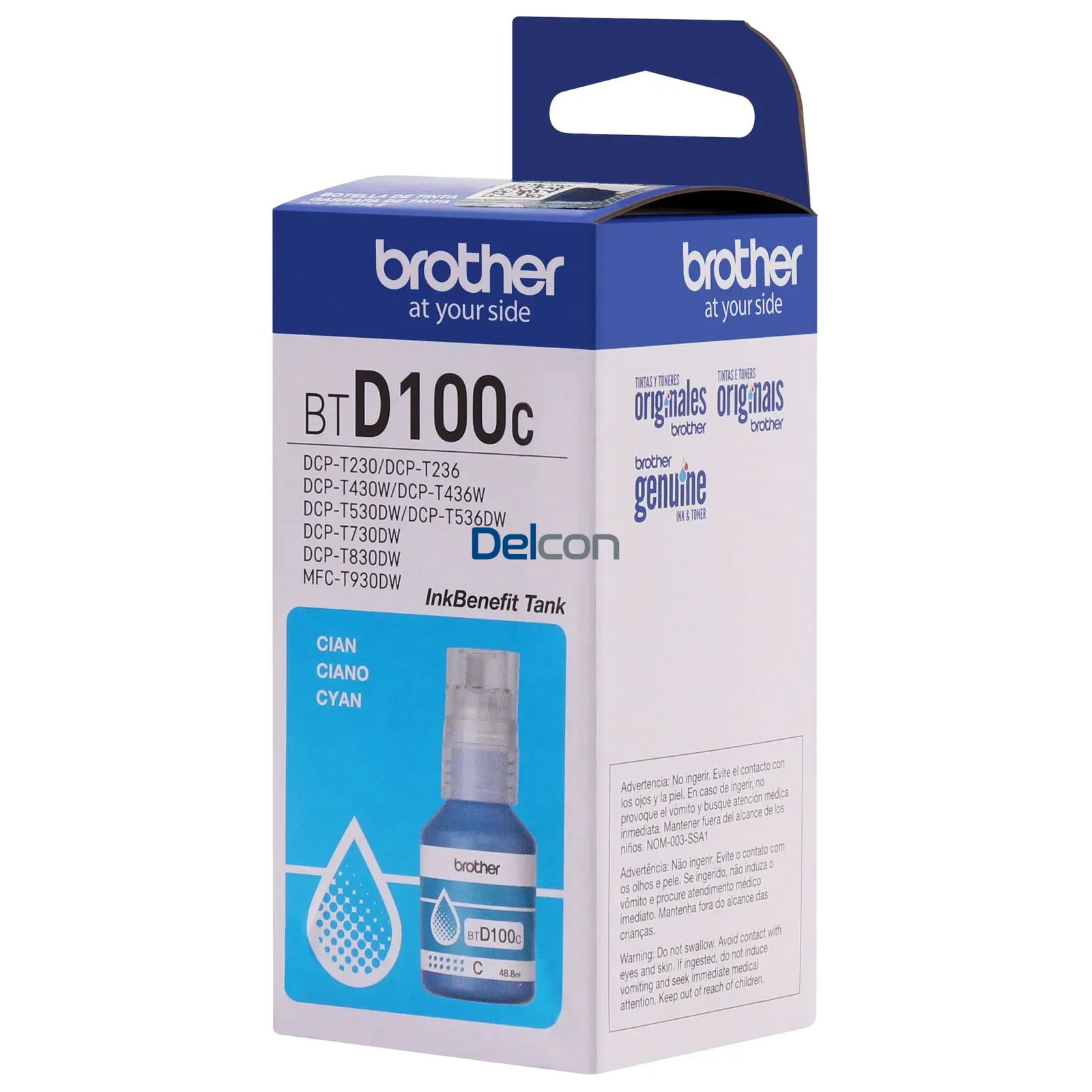 Botella De Tinta Brother BTD100C DCP-T230 / DCP-T430W / DCP-T530DW / DCP-T730DW / DCP-T830DW / MFC-T930DW (48.8ml) Color Cyan.