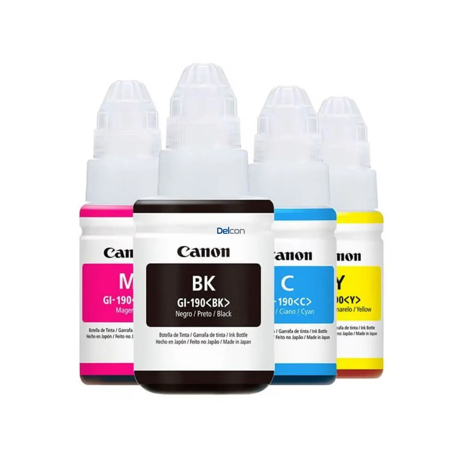 Tintas Canon GI-190 Negro Cyan Magenta Amarillo, Para Canon Pixma G1100 / G1110 / G2100 / G2101 / G2110 / G3100 / G3101 / G3110 / G4100 / G4110 / G4111.