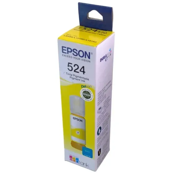 Botella De Tinta Epson T524420-AL [T524] Color Amarillo, Compatible Con Impresoras Epson EcoTank L15150 / L15160, Rendimiento 6.000 Páginas.