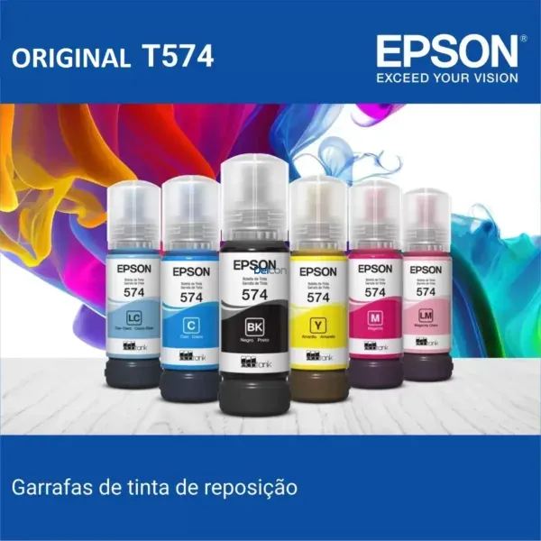 Botellas De Tinta Epson 574 EcoTank L8050 / L18050 Color Negro / Cyan / Magenta / Amarillo / Cian Claro / Claro Magenta