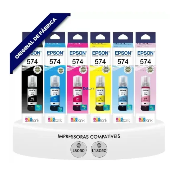 Botellas De Tinta Epson 574 EcoTank L8050 / L18050 Color Negro / Cyan / Magenta / Amarillo / Cian Claro / Claro Magenta