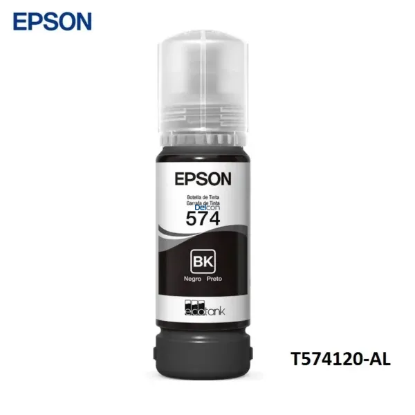 Botella De Tinta Epson T574120-AL [574] Color Negro, Para Impresoras Epson EcoTank L8050 / L18050, Rendimiento 7.300 Páginas.