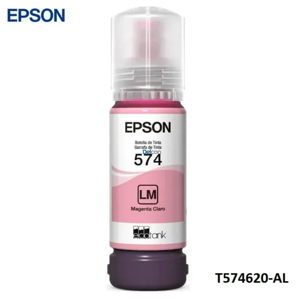 Botella De Tinta Epson T574620-AL [574] Color Magenta Claro, Para Impresoras Epson EcoTank L8050 / L18050, Rendimiento 7.300 Páginas.