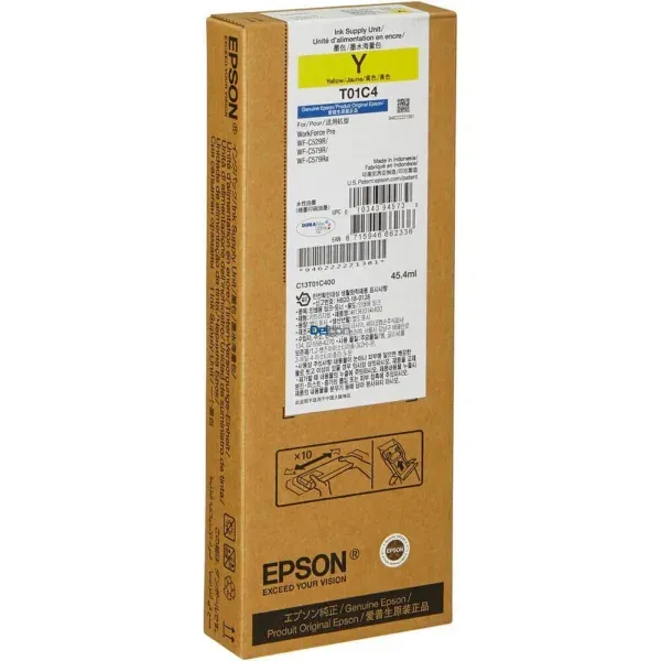 tinta-epson-t01c400-color-amarillo-workforce-pro-wf-c529r-c579r-original Bolsa De Tinta Epson T01C400 (T01C4) Color Amarillo, Para Impresoras Epson WorkForce Pro WF-C529R / WF-C579R Series, Rendimiento 5.000 Páginas.
