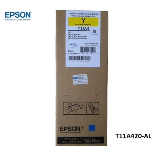 tinta-epson-t11a420-al-workforce-pro-wf-c5310-wf-c5390-wf-c5810-wf-c5890-t11A2-color-amarillo Tinta Epson T11A420-AL Color Amarillo, Compatible Con Impresoras Epson WorkForce Pro WF-C5310 / C5390 / C5810 / C5890, Rendimiento 5.000 Páginas.