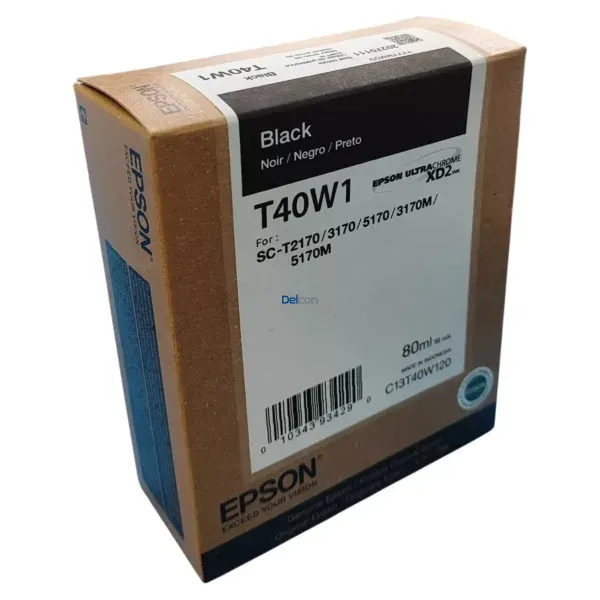 Tinta Epson T40W120 [T40W1] (80 ml) Color Negro, Para Impresoras e Plotter Epson SureColor SC-T2170 / SC-T3170 / SC-T3170M / SC-T5170 / SC-T5170M.