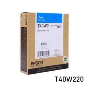 Tinta Epson T40W220 [T40W2] (50 ml) Color Cyan, Para Impresoras e Plotter Epson SureColor SC-T2170 / SC-T3170 / SC-T3170M / SC-T5170 / SC-T5170M.
